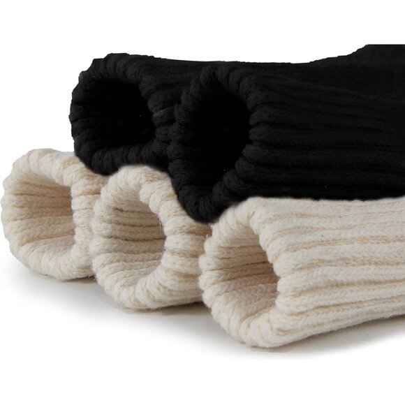 BenSorts Women 5 Packs Black Beige Polyester Winter Thick Warm Boots Socks - Picture 3 of 6